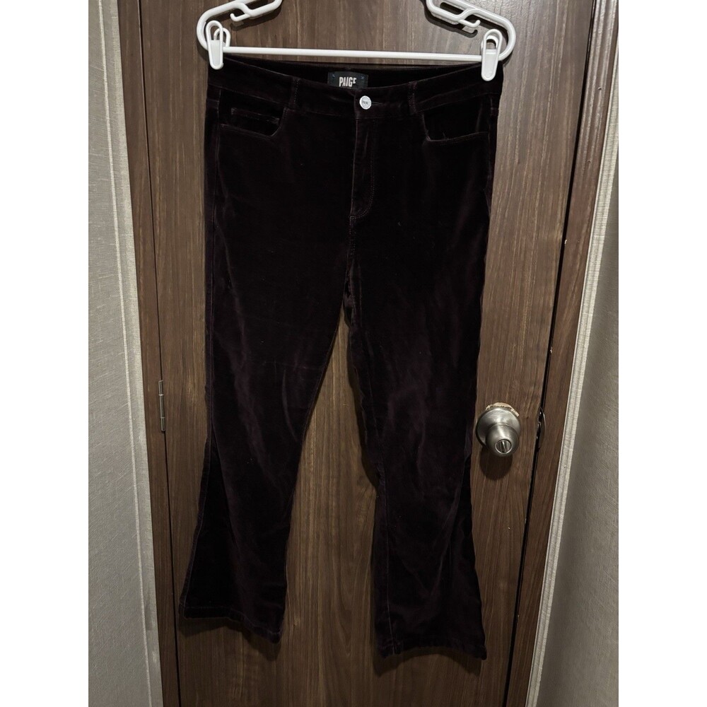 Paige High Rise Laurel Canyon Bootcut Pant Women Size 28 Black Cherry Velvet